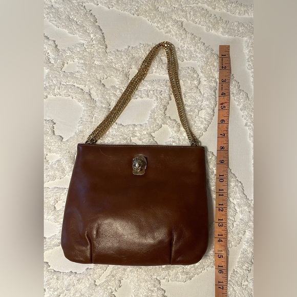 Vintage (1970s) Ruth Saltz Brown Leather Adjustable Cougar Head Purse - Picture 8 of 9